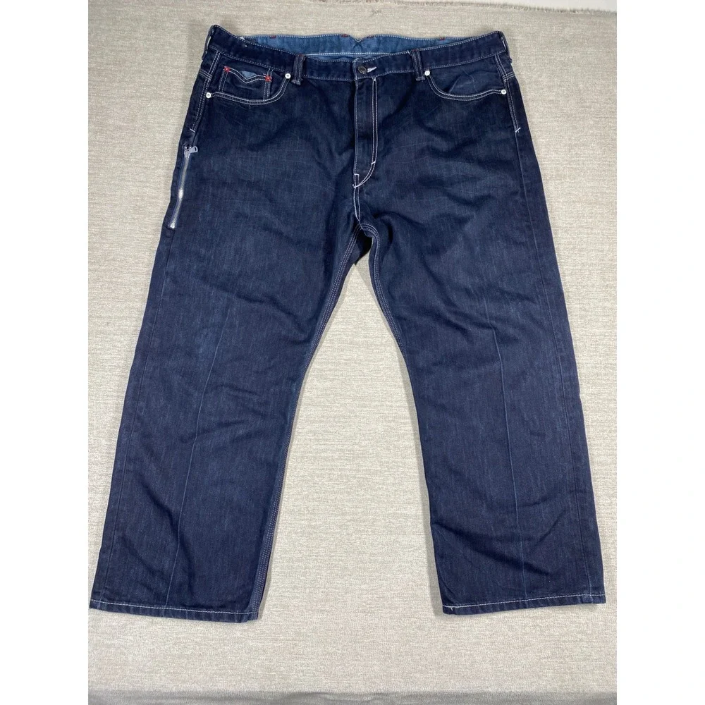 Levis 569 Loose Straight Jeans Mens 44x30 Dark Wash Denim Zipper Contrast Stitch